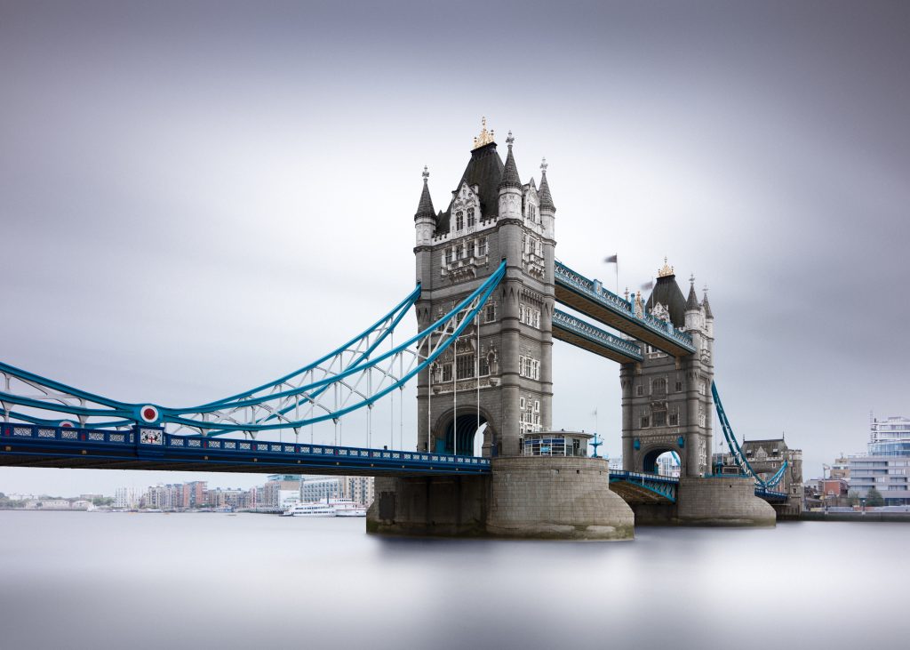 Fine art modern architecture photography of Tower bridge in London, UK