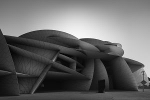 Black and white fine art architecture Qatar Modern architecture National Museum of Qatar, NMoQ, Doha, Qatar