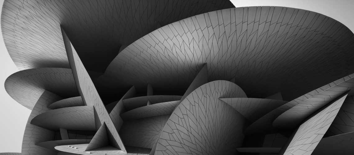 Black and white fine art architecture Qatar Modern architecture National Museum of Qatar, NMoQ #1 - Doha, Qatar
