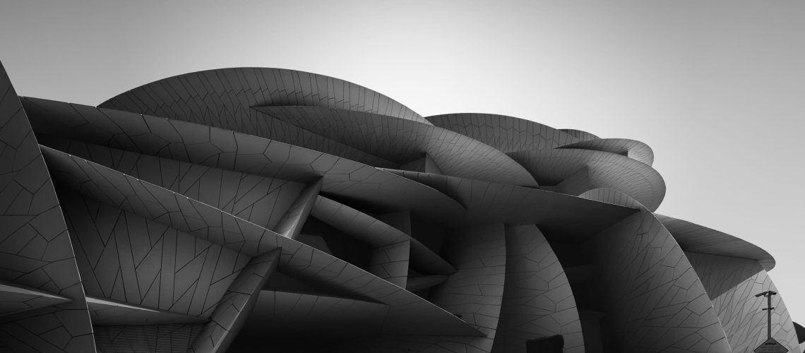 Black and white fine art architecture Qatar Modern architecture National Museum of Qatar, NMoQ, Doha, Qatar
