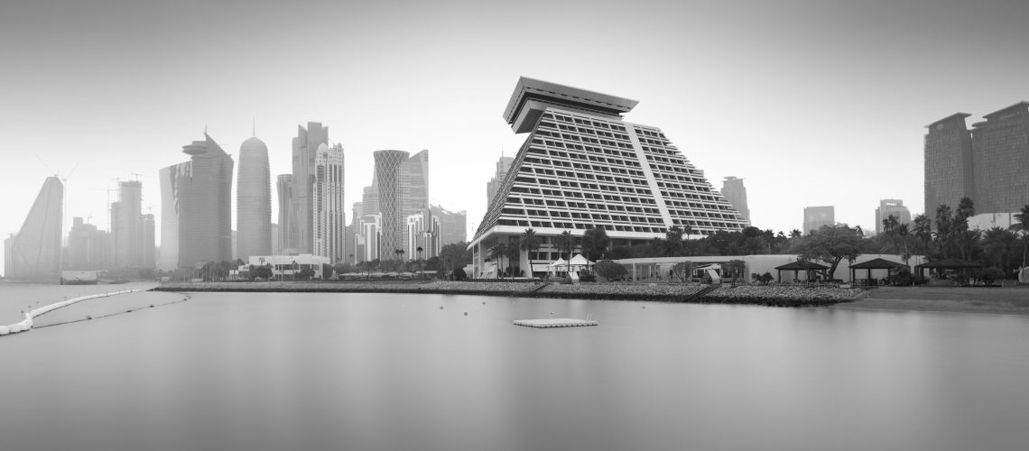 Black and white fine art architecture Qatar Modern architecture Sheraton Grand Doha Hotel, Doha Qatar